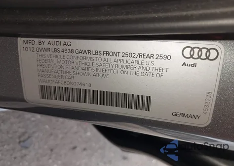 2013 Audi A6 Premium Plus from USA, damaged, VIN WAUDFAFC8DN074618